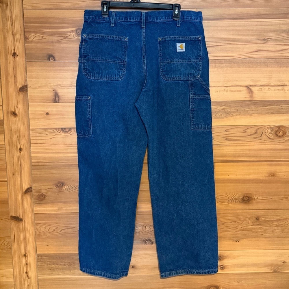 Men's Carhartt Flame-Resistant Signature Denim Dungaree Jeans - Picture 4 of 12